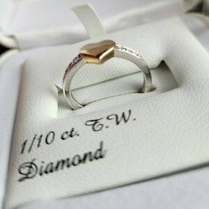 Gold and Silver Heart Diamond Ring